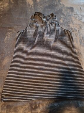 Athleta Striped Racerback Tank Top - Black & White